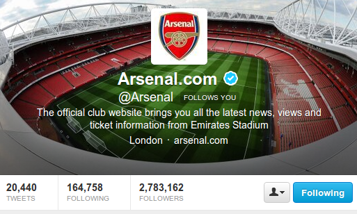 Arsenal-verified-Twitter-Account
