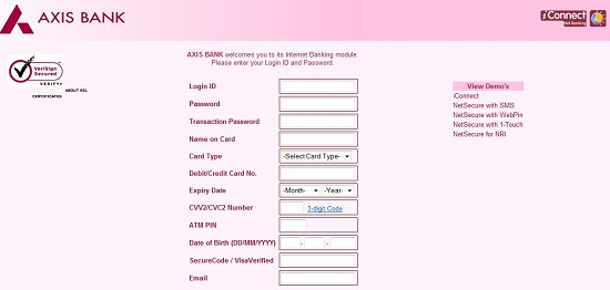 Phishing HTML attachment targetting Axis bank