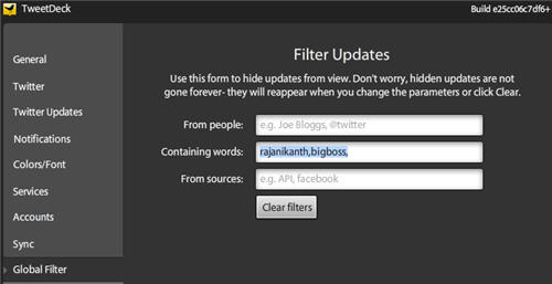 Tweetdeck Global Filter