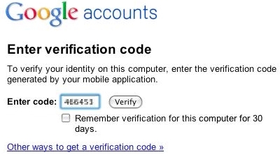 Two Factor Authentication Google