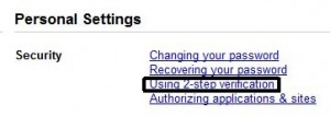 Using 2-step Verification for gmail