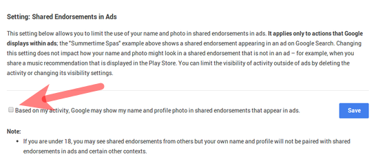 How to Turn off Shared Endorsement