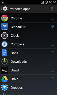 select apps to protect or hide in android