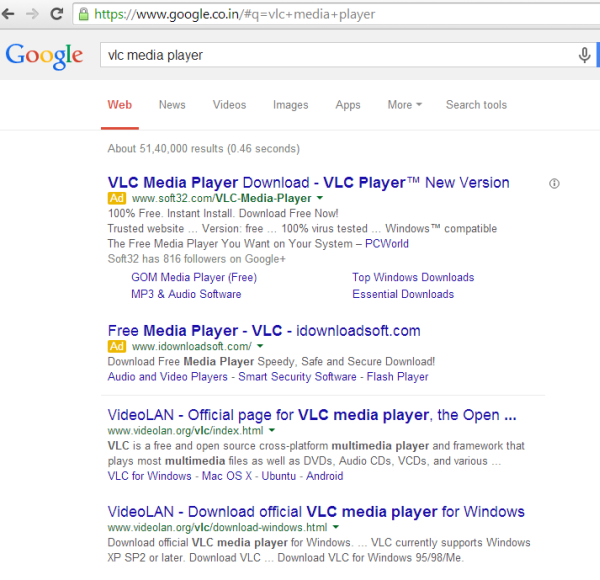 vlc-google-search-results